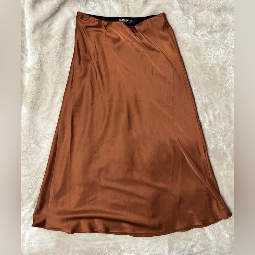 Nasty Gal Brown Midi Wrap Skirt